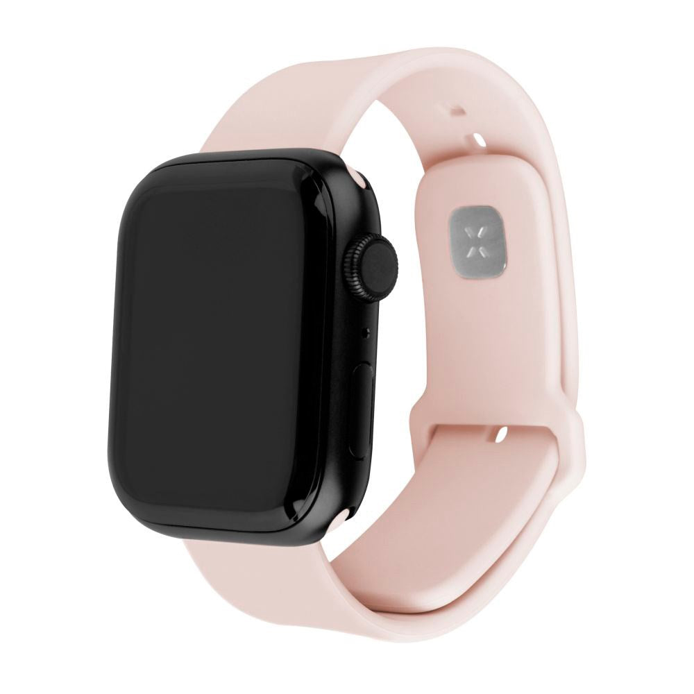 Fixed Apple Watch (42/44/SE/45/46/49mm) Sporty Silikonremsett - Rosa