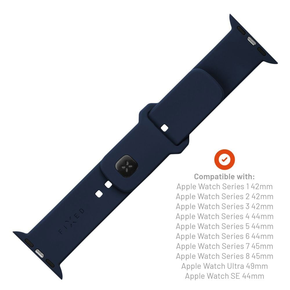 Fixed Apple Watch (42/44/SE/45/46/49mm) Sporty Wide Silikonremsett - Blå