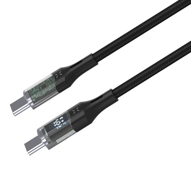 Fixed LED Display USB-C til USB-C PD-kabel 100W - 1.2m - Svart