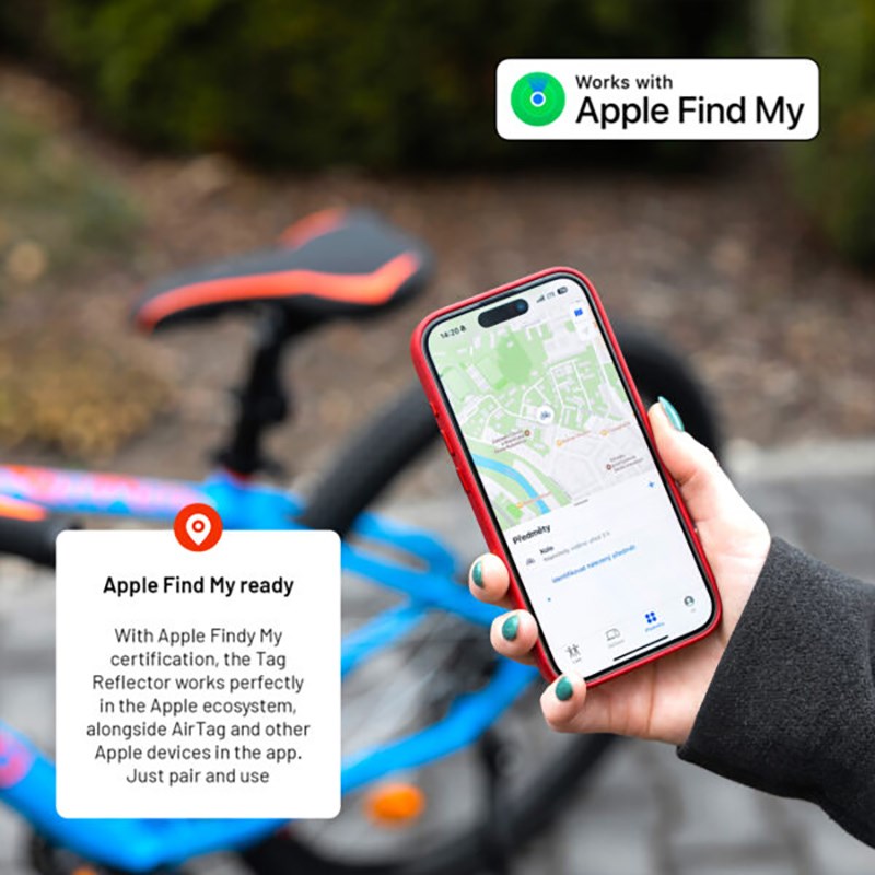 Fixed Tag Bike Tracker - Bluetooth GPS Tracker - Apple Find My Compatible - Svart / Rød