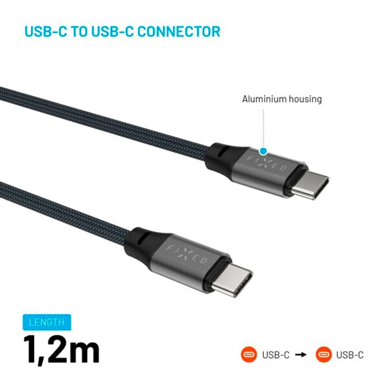Fixed Magnetic USB-C til USB-C Kabel 240W - 1.2m - Svart