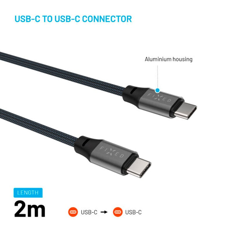 Fixed Magnetic USB-C til USB-C Kabel 240W - 2m - Svart