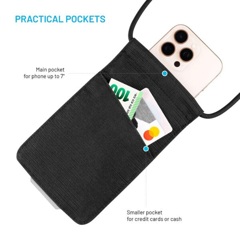 Fixed Mobilveske med Snøring (105 x 185 mm) - Svart