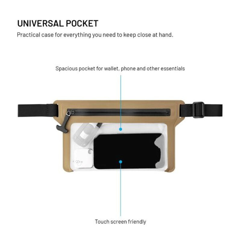 Fixed Vanntett Belteveske (Maks. Mobile Mål: 200 x 138 mm) - Beige / Gjennomsiktig