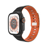 Apple Watch (42/44/SE/45/46/49 mm) Fixed Magnetisk Silikonrem – Svart / Oransje