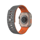 Apple Watch (42/44/SE/45/46/49 mm) Fixed Magnetisk Silikonrem – Grå / Oransje