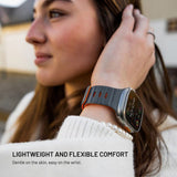 Apple Watch (42/44/SE/45/46/49 mm) Fixed Magnetisk Silikonrem – Grå / Oransje