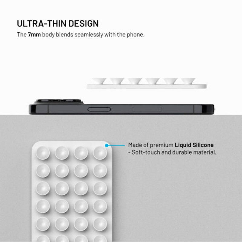 Fixed MagMate Mobilholder - Silikon Sugekopp - MagSafe Kompatibel - Hvit