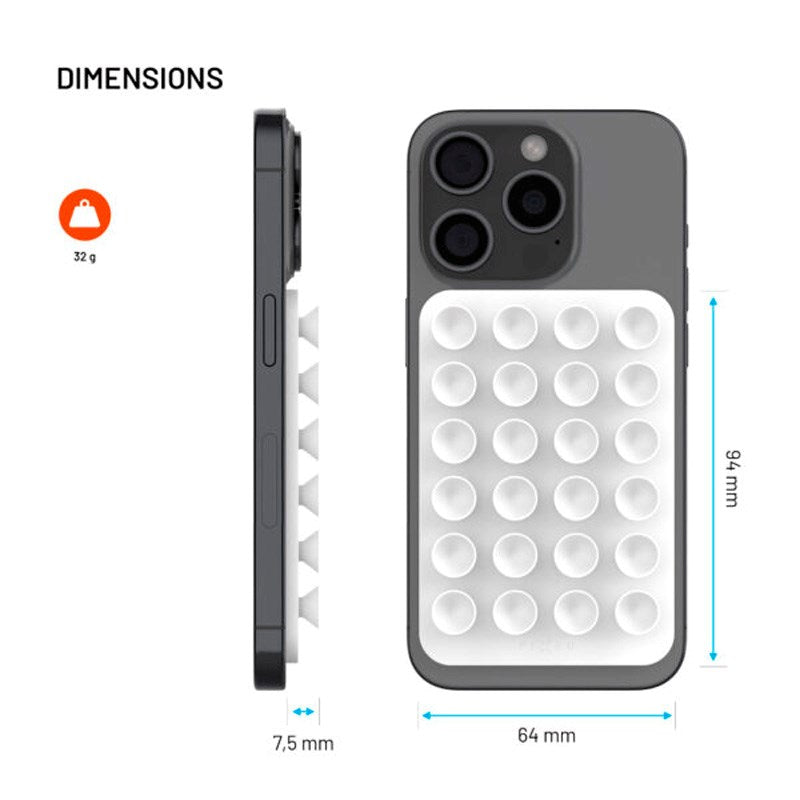 Fixed MagMate Mobilholder - Silikon Sugekopp - MagSafe Kompatibel - Hvit