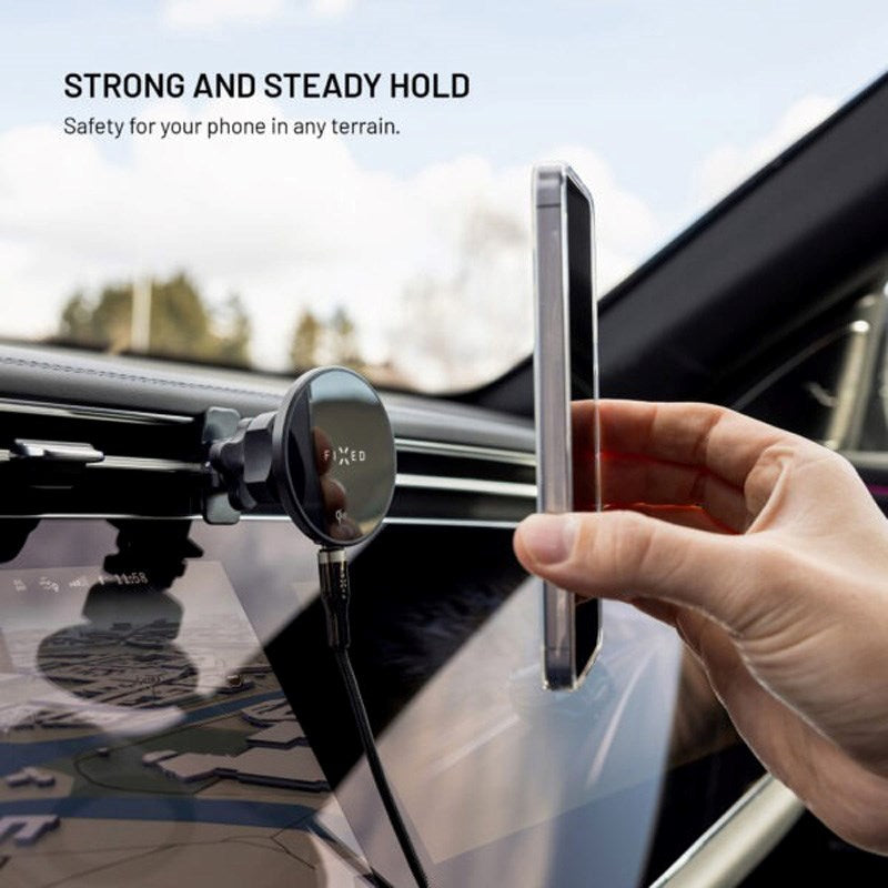 Fixed Mobiltelefonholder til Bil med 15W Trådløs Lading - Ventilasjonsgitter - Svart