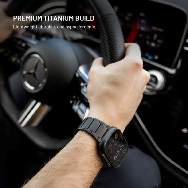 Fixed Apple Watch (42/44/SE/45/46/49) Titanium Rem- Svart