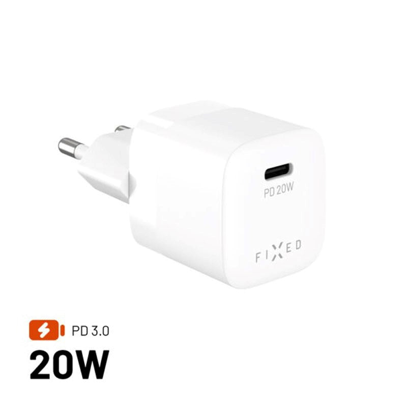 Fixed 20W Mini-Vegglader med USB-C & PD - Hvit