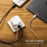 Fixed 65W USB-C Vegglader med Uttrekkbar USB-C Kabel – Hvit