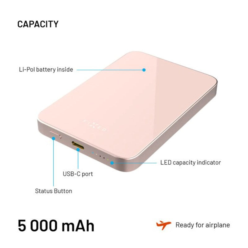Fast MagZen Qi2 Trådløs Powerbank 5 000 mAh - Rosa