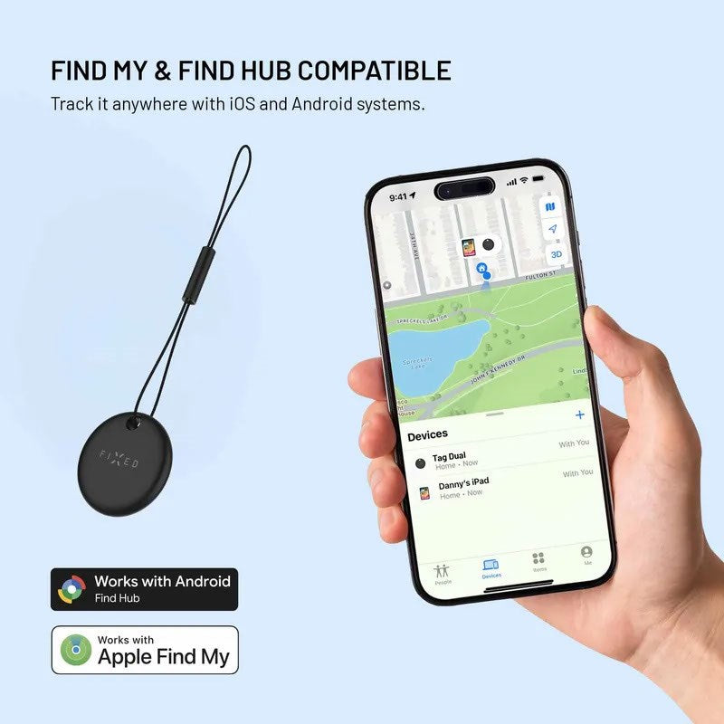 Fast Tag Dual - Bluetooth GPS-Tracker - Kompatibel med Apple Find My / Find Hub - Svart