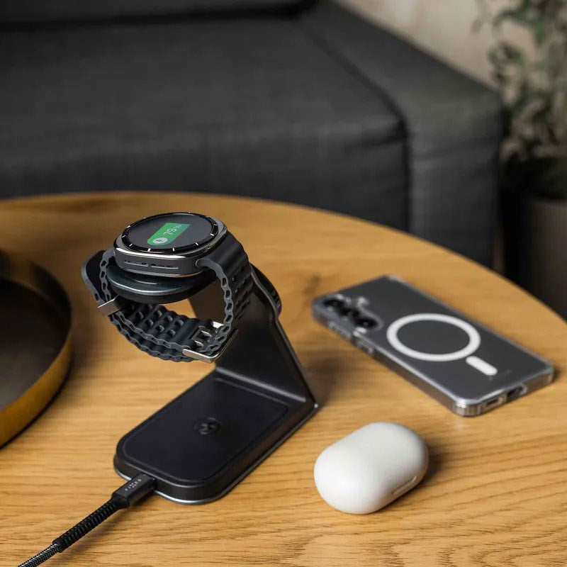 Fixed 3-i-1 Trådløs Samsung Lader - MagSafe / Qi2 Kompatibel - Grå