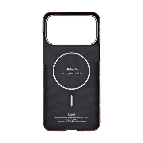 iPhone 17 Pro Max PITAKA Edge Monogram Deksel – MagSafe Kompatibelt – Gull / Rød