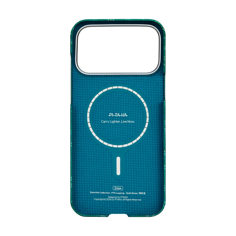 iPhone 17 Pro Max PITAKA Edge Monogram Deksel – MagSafe Kompatibelt – Gull / Grønn