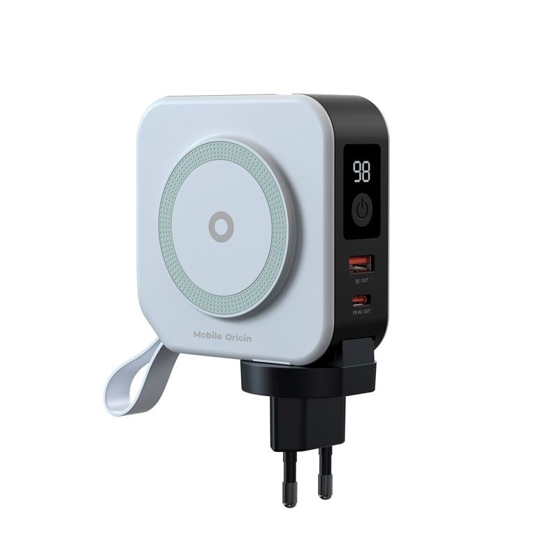Mobile Origin Reise Lader m. Powerbank 10.000 mAh - MagSafe Kompatibel - Hvit