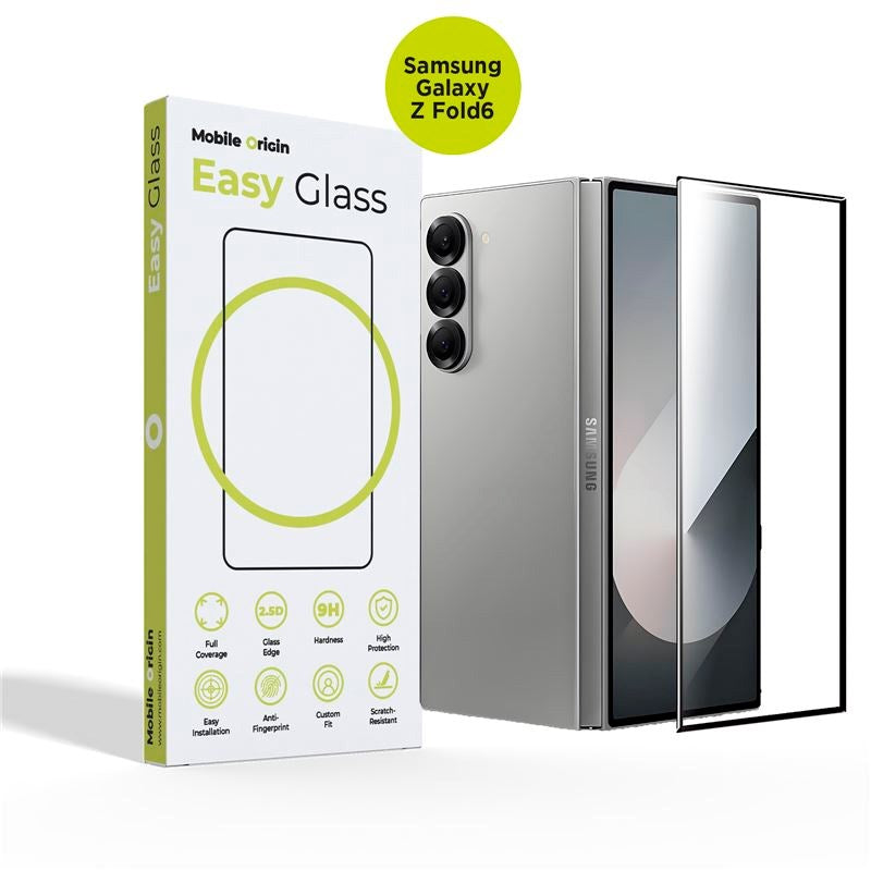Samsung Galaxy Z Fold6 Mobile Origin EasyGlass Skjermbeskytter - Gjennomsiktig / Svart Kant