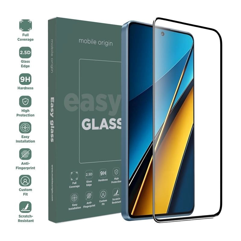 Xiaomi Poco X6 (5G) Mobile Origin EasyGlass Skjermbeskytter - Gjennomsiktig / Svart Kant