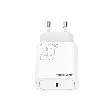 Mobile Origin PD (Power Delivery) 20W Vegglader med USB-C - Hvit