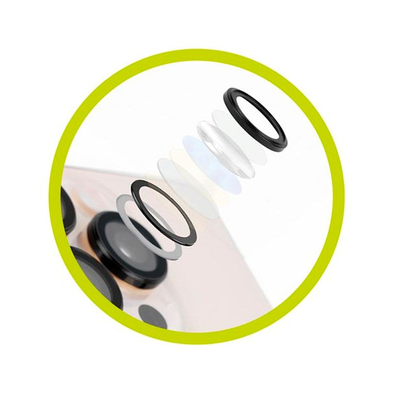 iPhone 16 / 16 Plus Mobile Origin Easy Lens Guard -Kameralinsebeskytter - Svart