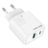 Mobile Origin MO12 20W Vegglader m. 1x USB-A & 1x USB-C - Hvit