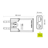 Mobile Origin MO16 30W Slim Vegglader m. 1x USB-C & 1x USB-A - Hvit