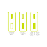 Mobile Origin MO16 30W Slim Vegglader m. 1x USB-C & 1x USB-A - Hvit