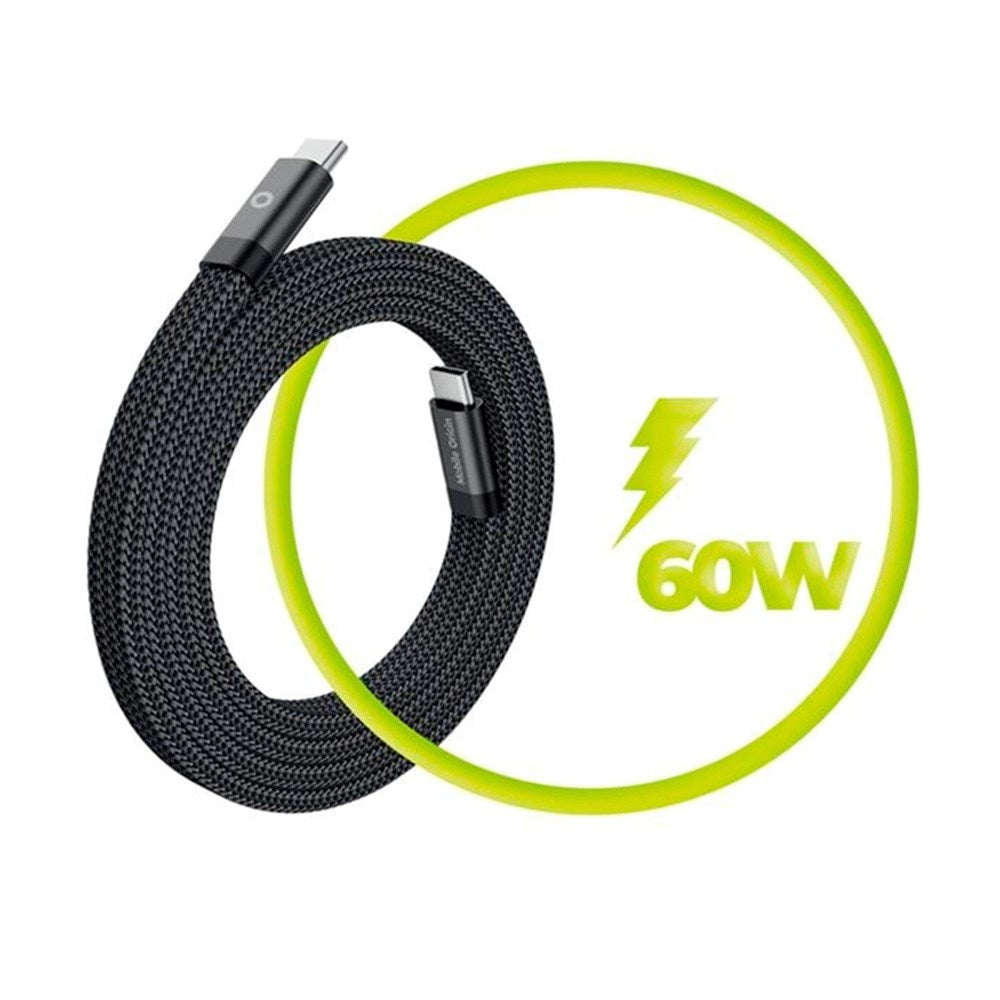 Mobile Origin Flatt Magnetisk USB-C til USB-C Kabel - 1m - Svart