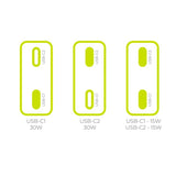 Mobile Origin MO18 30W Slim Vegglader m. 2x USB-C - Hvit