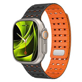 Apple Watch (42/44/SE/45/46/49mm) Mobile Origin Magnetisk Silikonrem – Svart / Oransje
