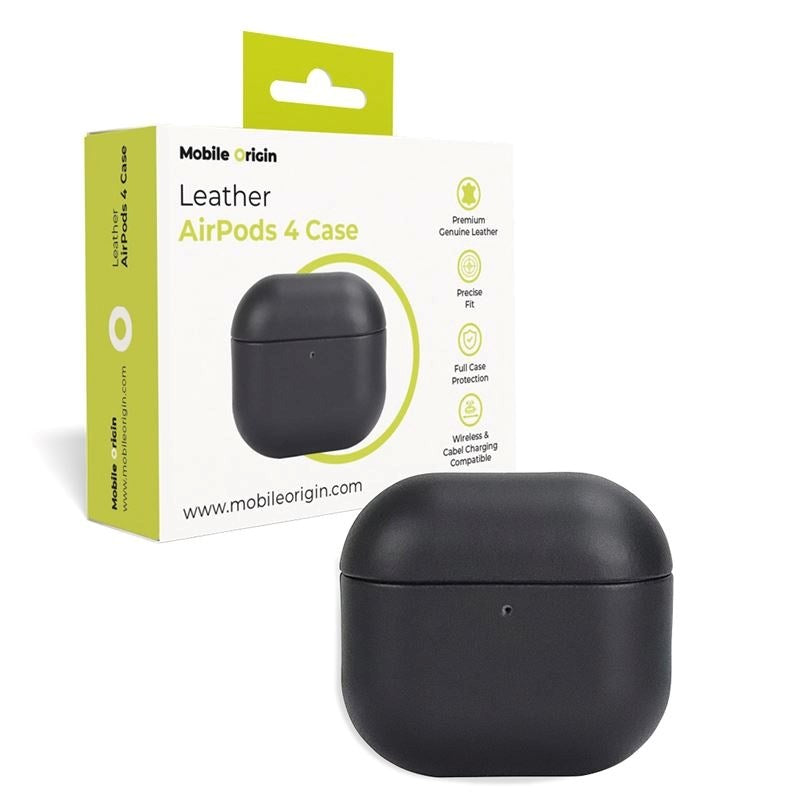 Mobile Origin Apple AirPods (4. Gen.) Ekte Skinn Deksel - Svart