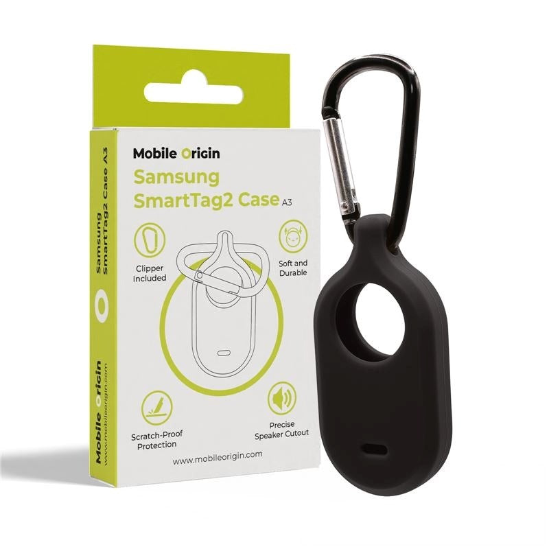 Mobile Origin Samsung Galaxy SmartTag2 Silikon Deksel med Karabinkrok - Svart
