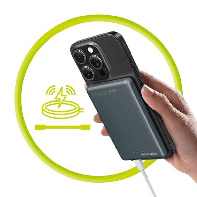 Mobile Origin Slim 10.000mAh Powerbank 20W med USB-C - MagSafe Kompatibel - Grå