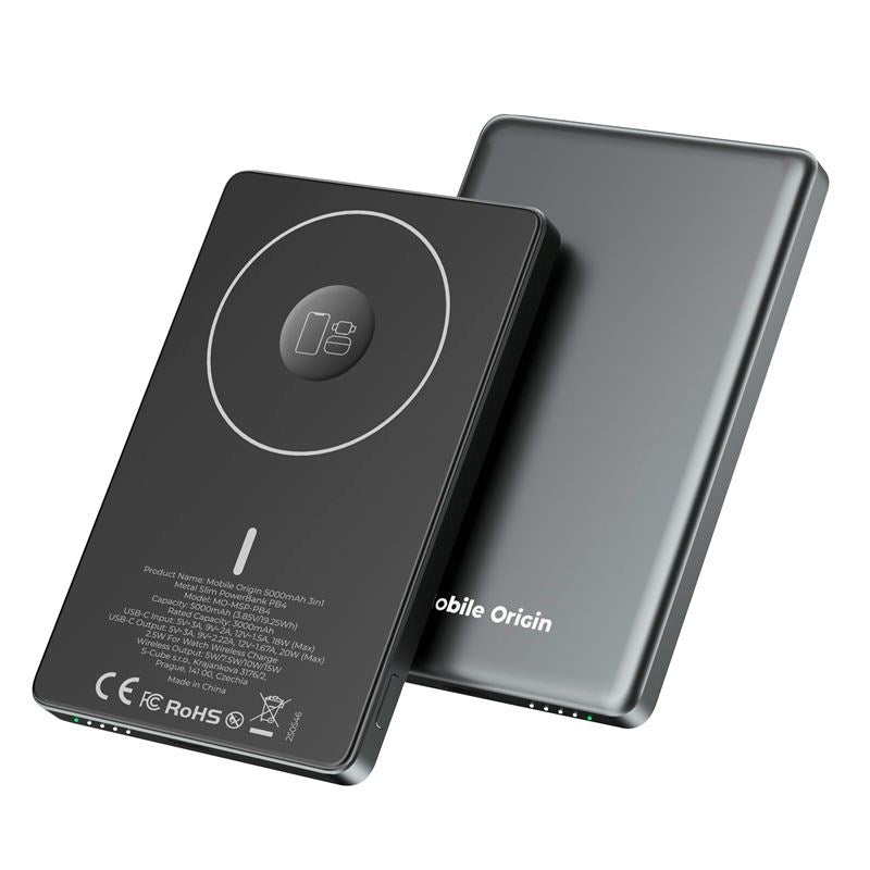 Mobile Origin 3-i-1 Powerbank 5000mAh Slim – m. MagSafe & Hurtiglading