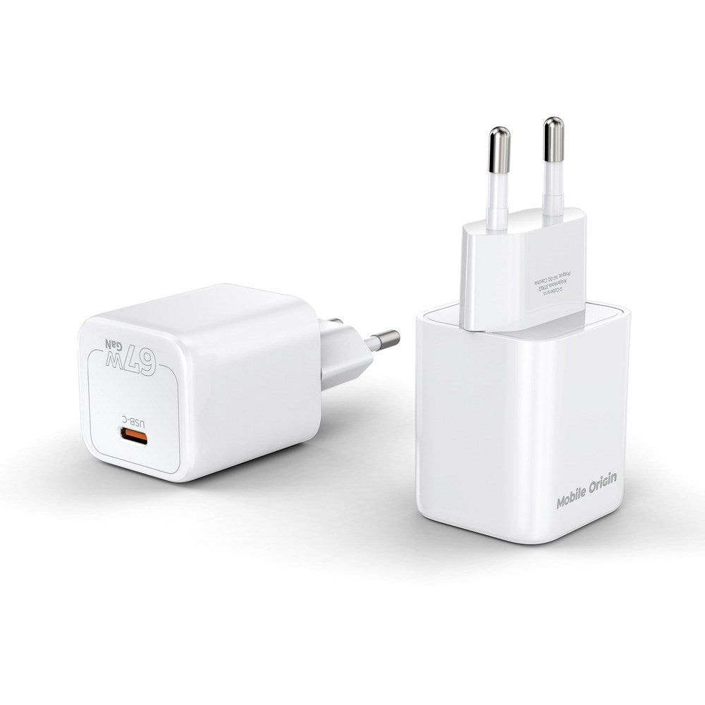 Mobile Origin GaN 67W Vegglader m. 1 x USB-C – Hvit