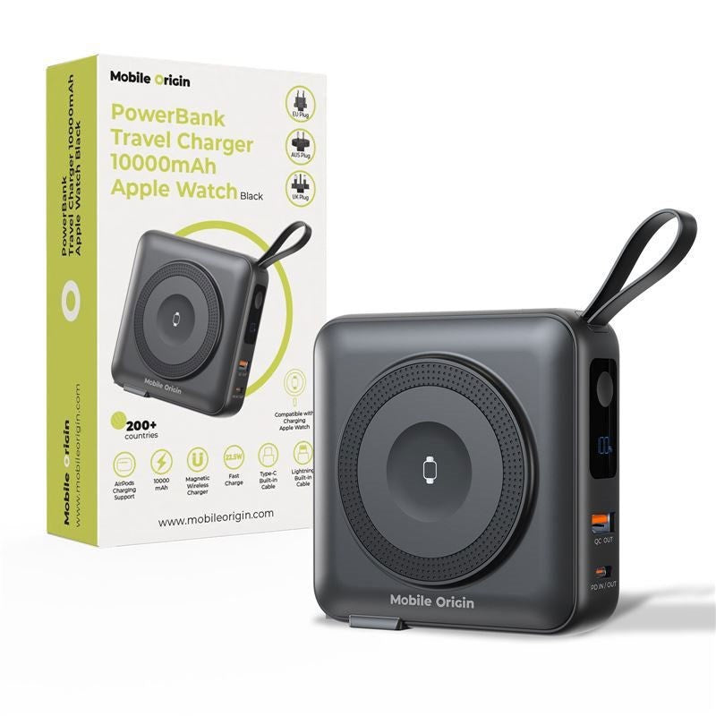 Mobile Origin PowerBank Reiselader 10.000 mAh – MagSafe Kompatibel – Svart