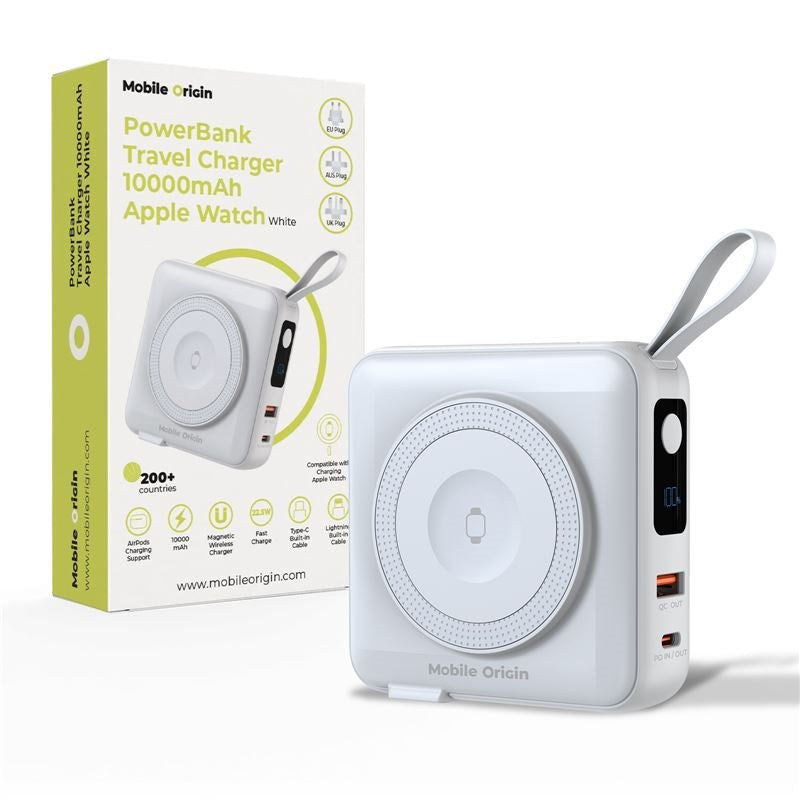 Mobile Origin PowerBank Reiselader 10.000 mAh – MagSafe Kompatibel – Hvit