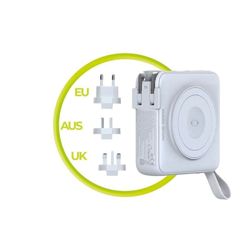 Mobile Origin PowerBank Reiselader 10.000 mAh – MagSafe Kompatibel – Hvit