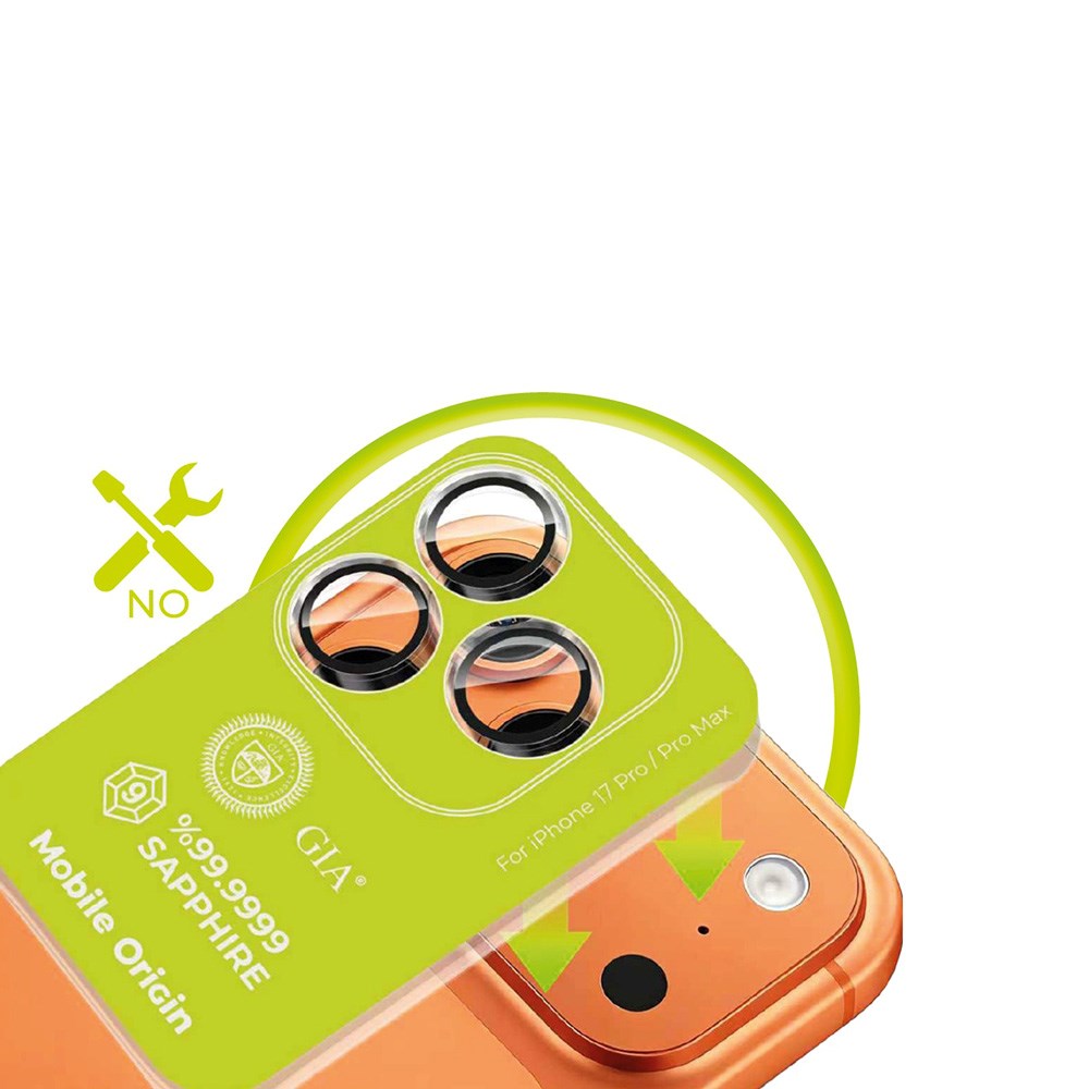 Mobile Origin iPhone 17 Pro / 17 Pro Max Sapphire Herdet Glass Kamerabeskyttelse - Gjennomsiktig