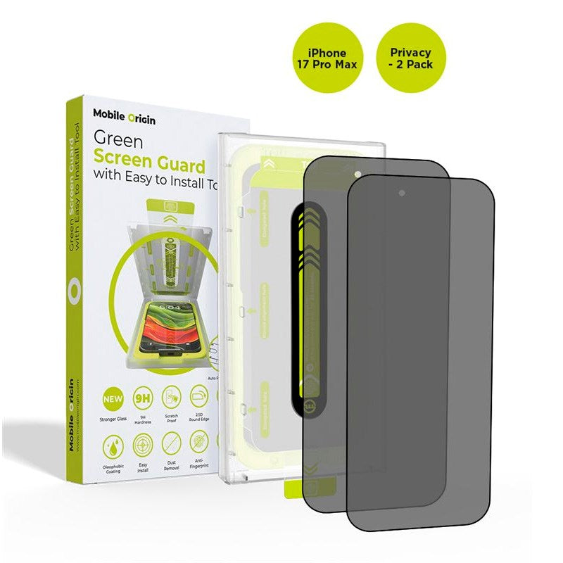 iPhone 17 Pro Max Mobile Origin Screen Guard Skjermbeskytter med Monteringsboks - Personvernfunksjon - 2 stk. - Gjennomsiktig
