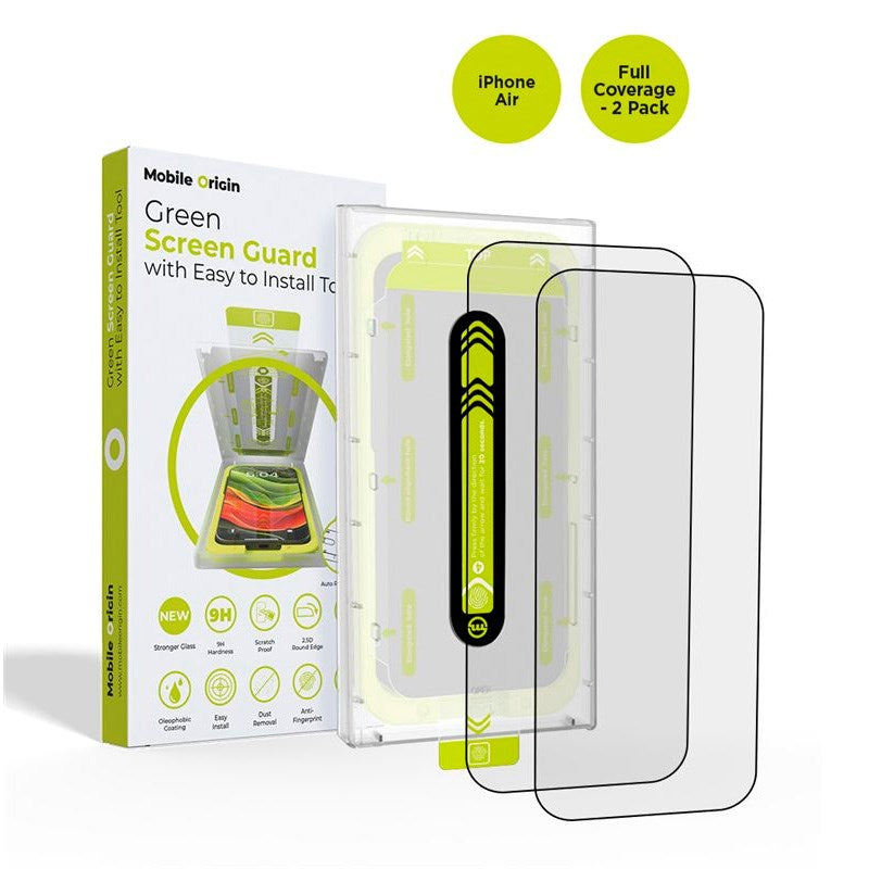 iPhone Air Mobile Origin Screen Guard Skjermbeskytter med Monteringsboks - 2 stk. - Gjennomsiktig / Svart Kant