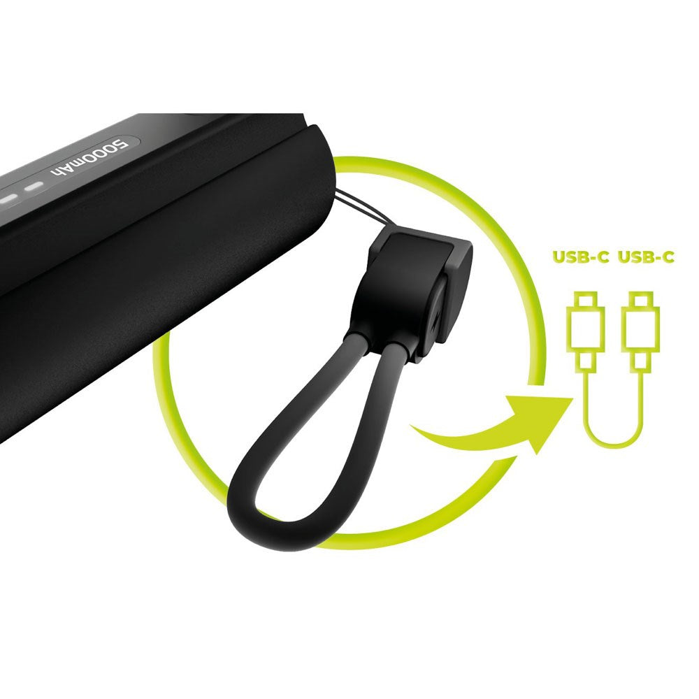 Mobile Origin 5000 mAh PowerBank m. Lommelykt & USB-C Kabel - Svart