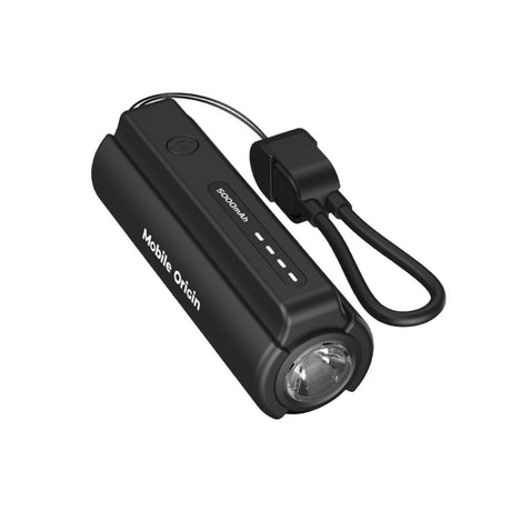Mobile Origin 5000 mAh PowerBank m. Lommelykt & USB-C Kabel - Svart