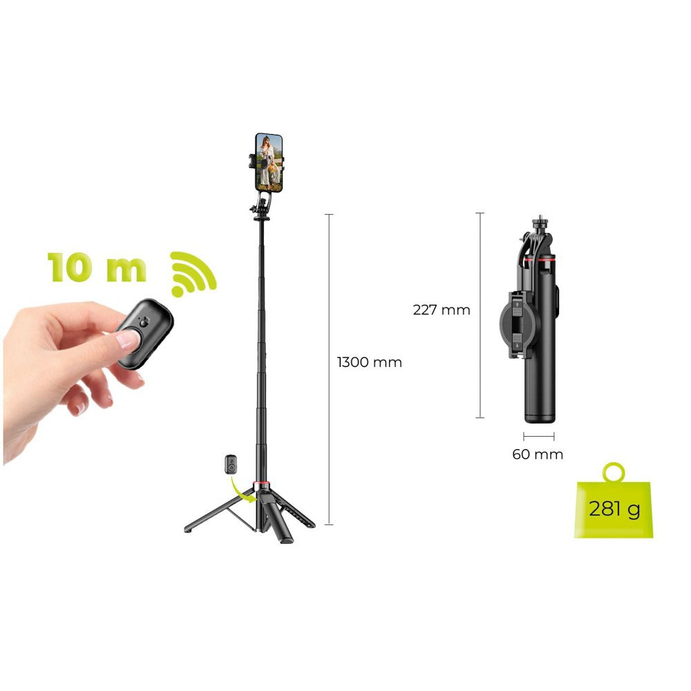 Mobile Origin 2-i-1 Magnetisk Tripod Selfie Stang – MagSafe Kompatibel – Svart