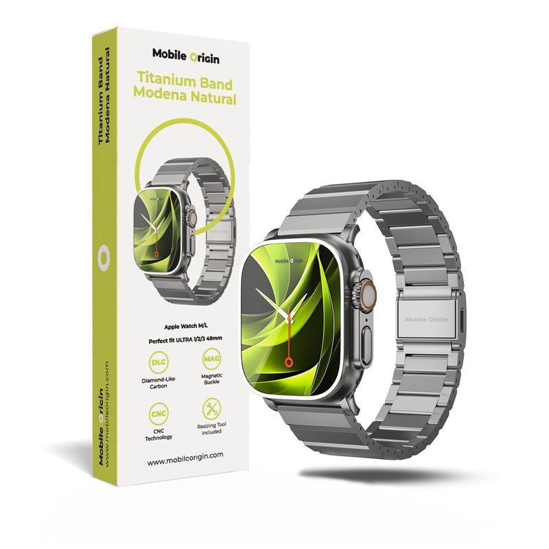 Apple Watch (42/44/SE/45/46/49 mm) Mobile Origin Titanrem – Sølv