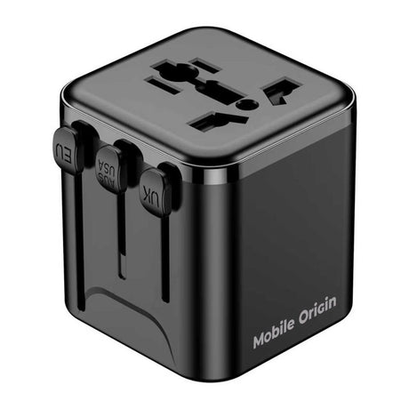 Mobile Origin 30W Universell Reiseadapter EU/UK/US/AUS – Svart