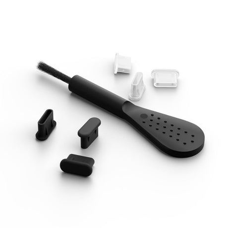 Mobile Origin Sett m. 1x Rengjøringsbørste & 6x USB-C Støvbeskytter - Svart / Hvit